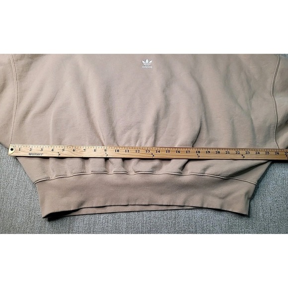 Adidas Essentials Feelcozy Small Logo Cropped Sweatshirt Beige Size Medium - Picture 6 of 10